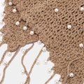 Boho Pearl Tassel Hollow Out Knit Beanie Cap 8BK6HAT203T