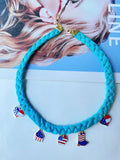 Hand Woven USA Flag Umbrella Pendant Choker Necklace 8ZA6JNC287T