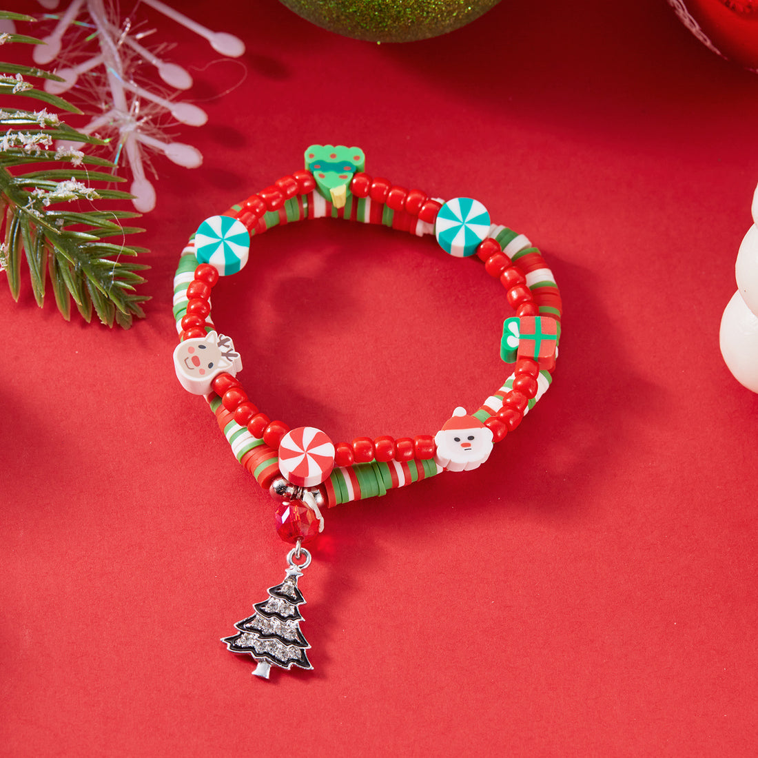 Colorful Beads Christmas Tree Snowflake Bracelets DPJB2003