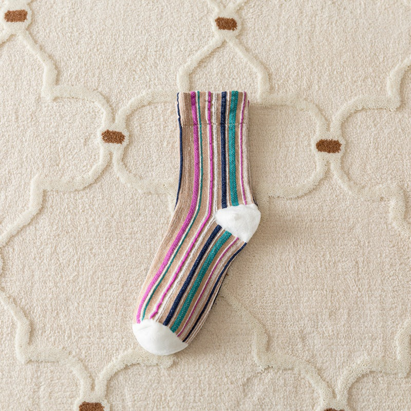 Striped Breathable Crew Socks - DippedShop Wholesale - #8819