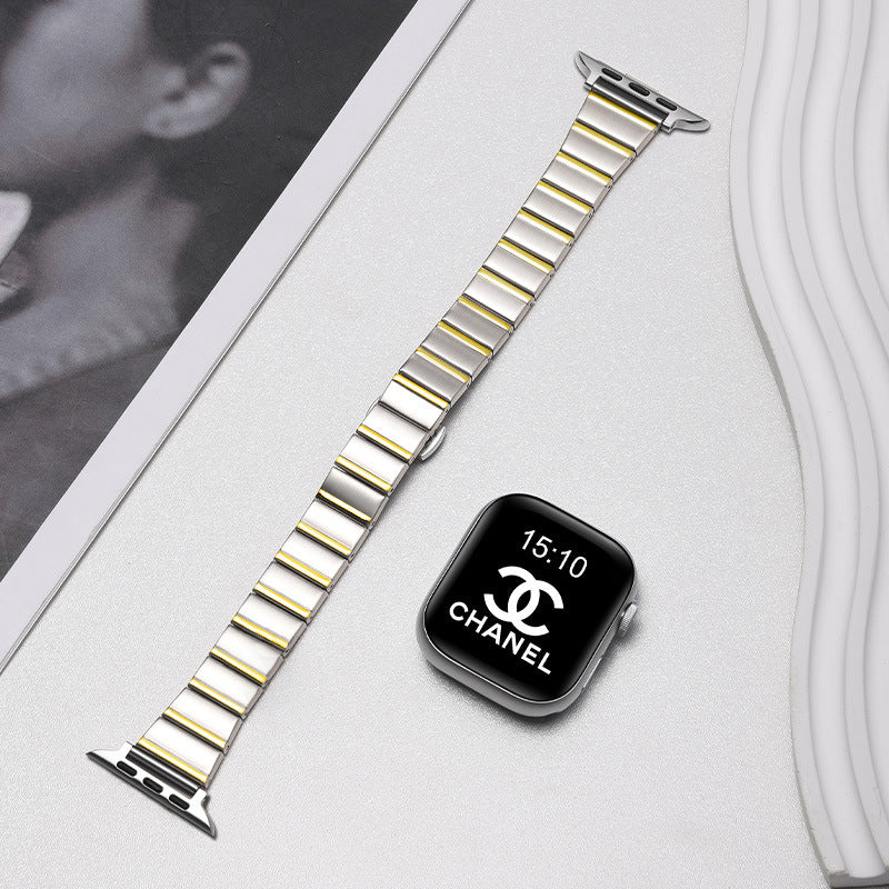 Minimalist Bamboo Metal Link Slim Watch Band 6W6JWA91