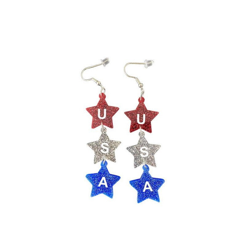 Trendy Glitter Star Pendant Dangle Earrings 8ZA6JER198L