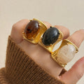 Vintage Stone Open Ring - DippedShop Wholesale - #9443