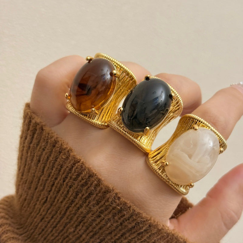 Vintage Stone Open Ring - DippedShop Wholesale - #9443