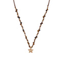 Vintage Rhinestones Star Pendant Beaded Chain Necklace 6W6JNC684