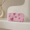 Vintage Heart Pattern Plush Cosmetic Bag 6C5CO278