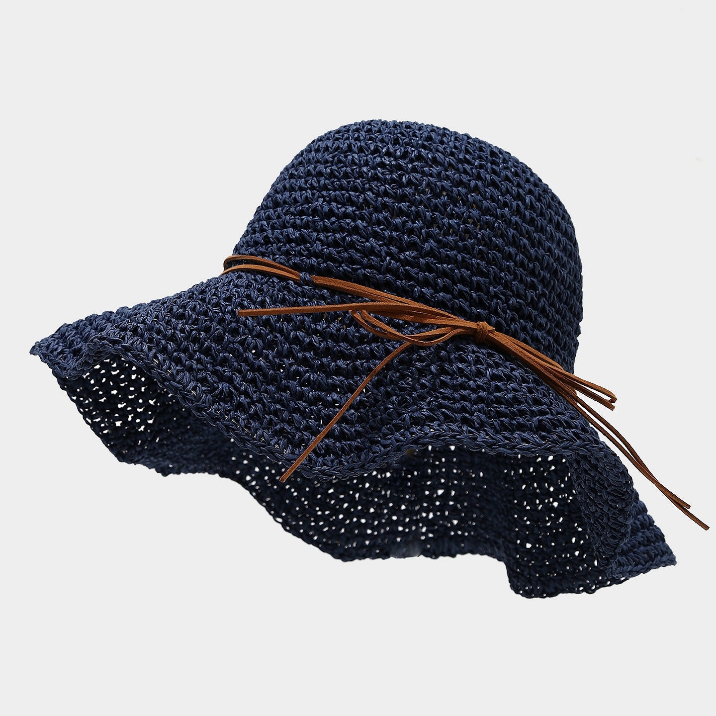 Bow Knot Hollow Crochet Straw Bucket Hat 8BK6HAT178L