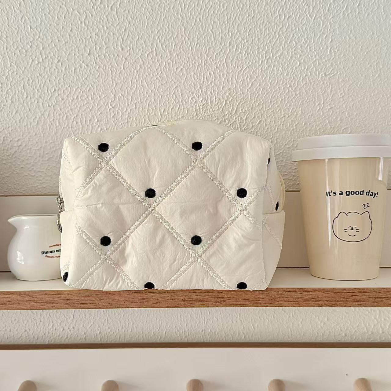 Polka Dot Quilted Makeup Bag - DippedShop Wholesale - #8787