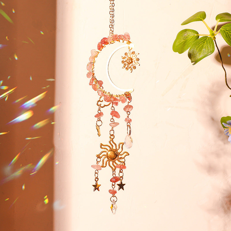 Colorful Stones Moon Wrap Tassel Hanging Suncatchers MK2CZAS6H7HLS68