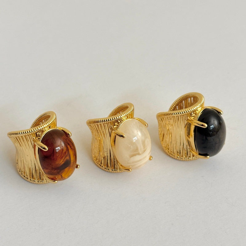 Vintage Stone Open Ring - DippedShop Wholesale - #3907