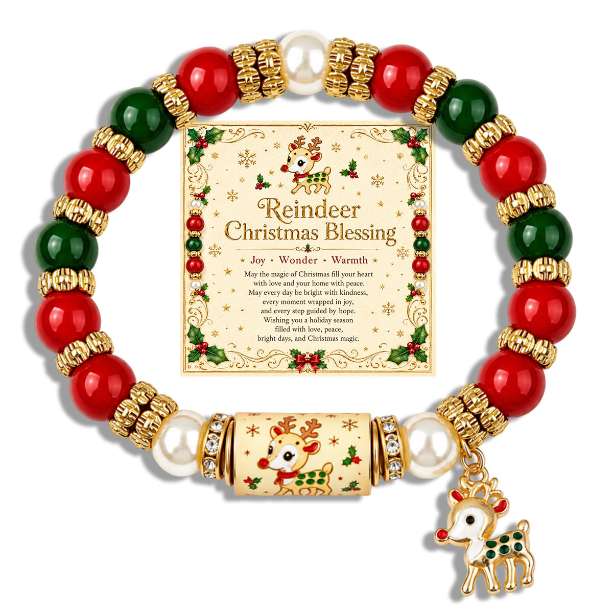 Colorful Crystal Christmas Tree Charm Beaded Bracelet 6W6JBR650