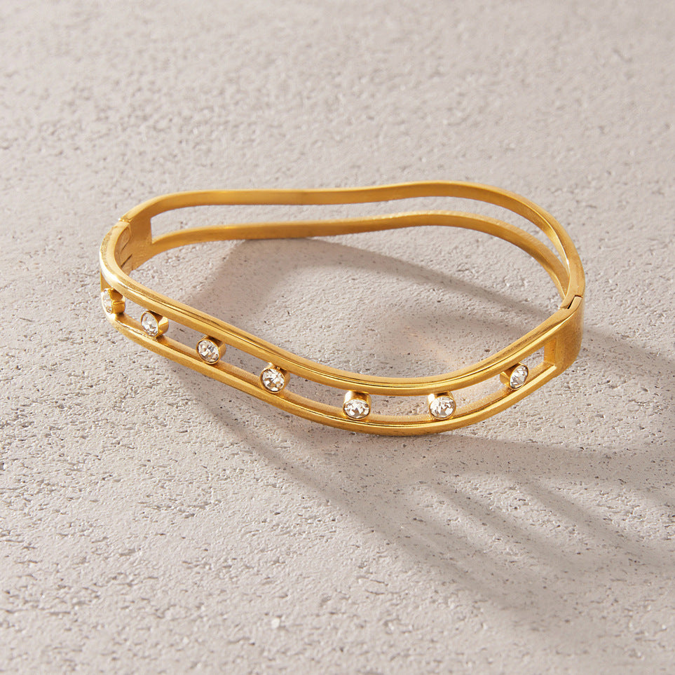 Fashion Irregular Cubic Zirconia Bangle Bracelet 6W6JBR602