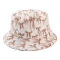 Fuzzy Plush Bow Knot Print Warm Bucket Hat 6W6HAT812