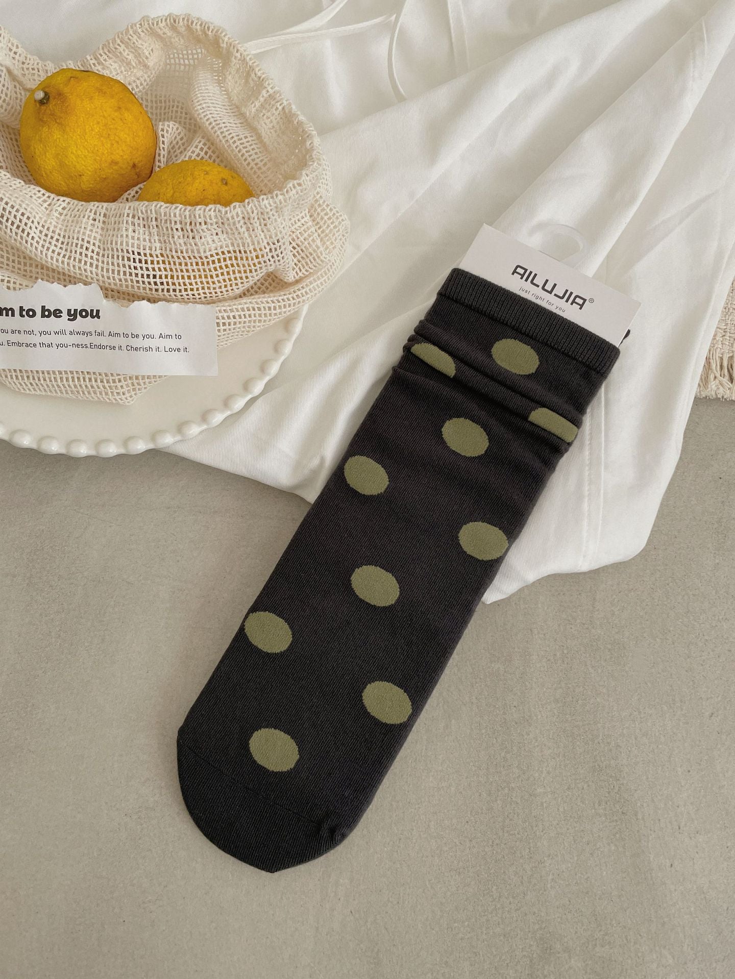 Vintage Polka Dot Soft Scrunch Socks 6W8FSO697