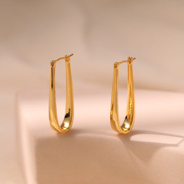 Simple U-Shape Drop Hoop Earrings DPJE1267