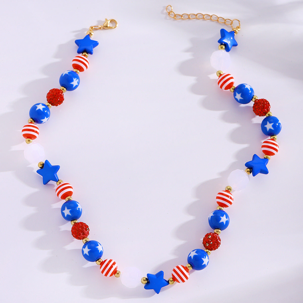 Vintage Gold Plated American Flag Pendants Chain Bracelet 8ZA6JBR130T