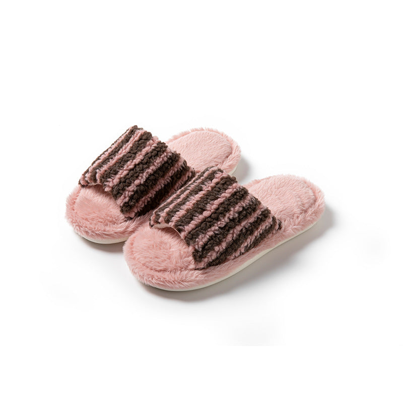 Striped Plush Slippers - DippedShop Wholesale - #1603
