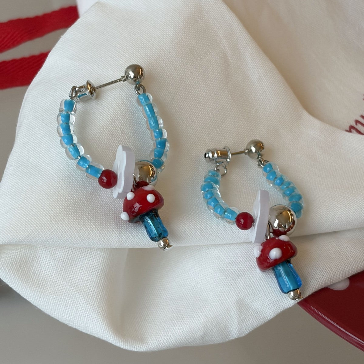 Mushroom Beaded Chain Earrings - DippedShop Wholesale - #9795
