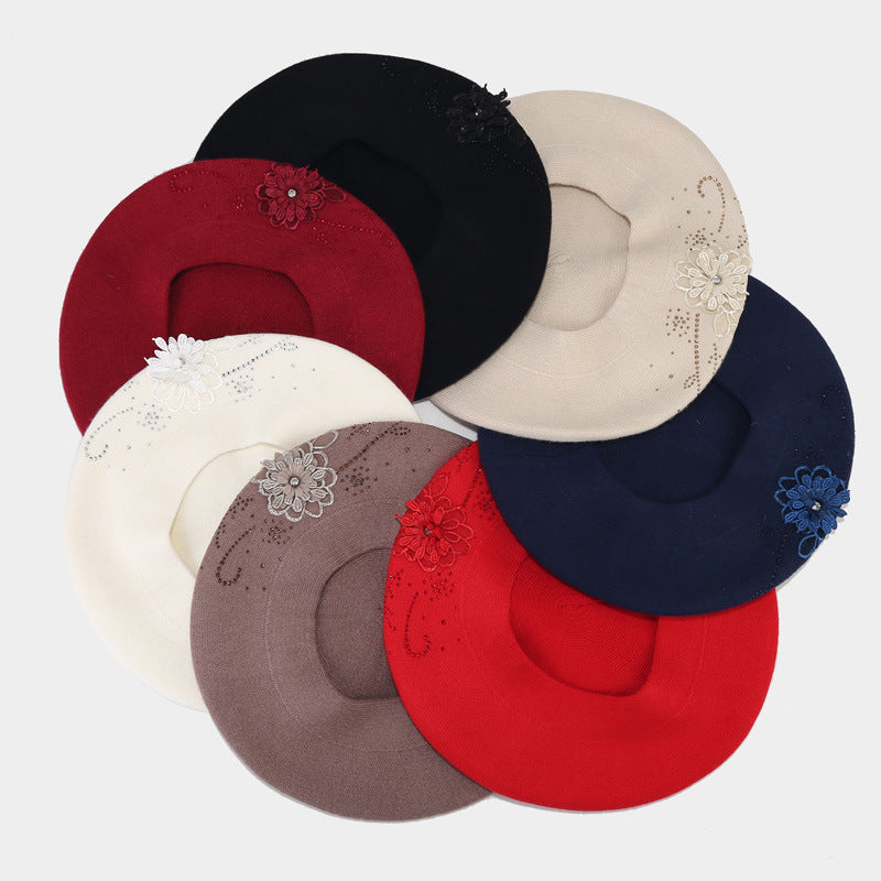 Embroidered Knit Beret - DippedShop Wholesale - #2403