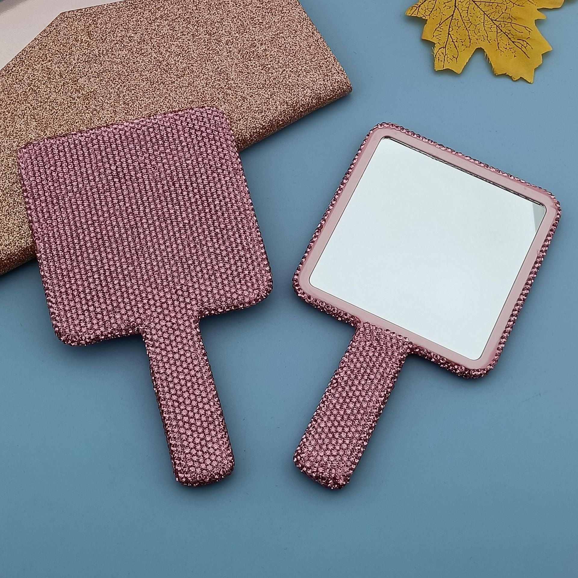 Cute Rhinestone Saquare Compact  Hand Mirror 6C5MR105