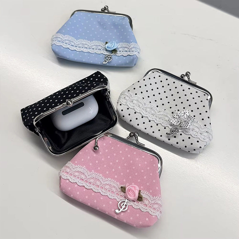 Polka Dot Lace Coin Purse - DippedShop Wholesale - #8275