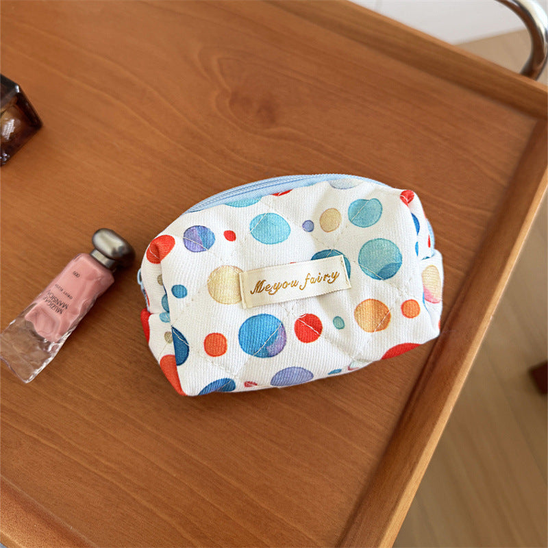 Colorful Polka Dots Quilted Shell Makeup Bag MK2BW6S10BOB123