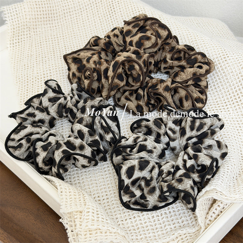 Vintage Leopard Print Ruffled Hair Scrunchies 6W6HSR388