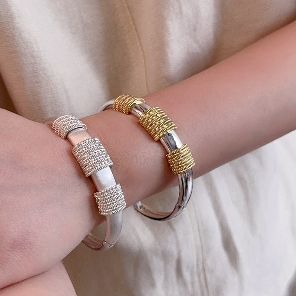 Chunky Textured Wire Twisted Bangle Bracelet DP25F816