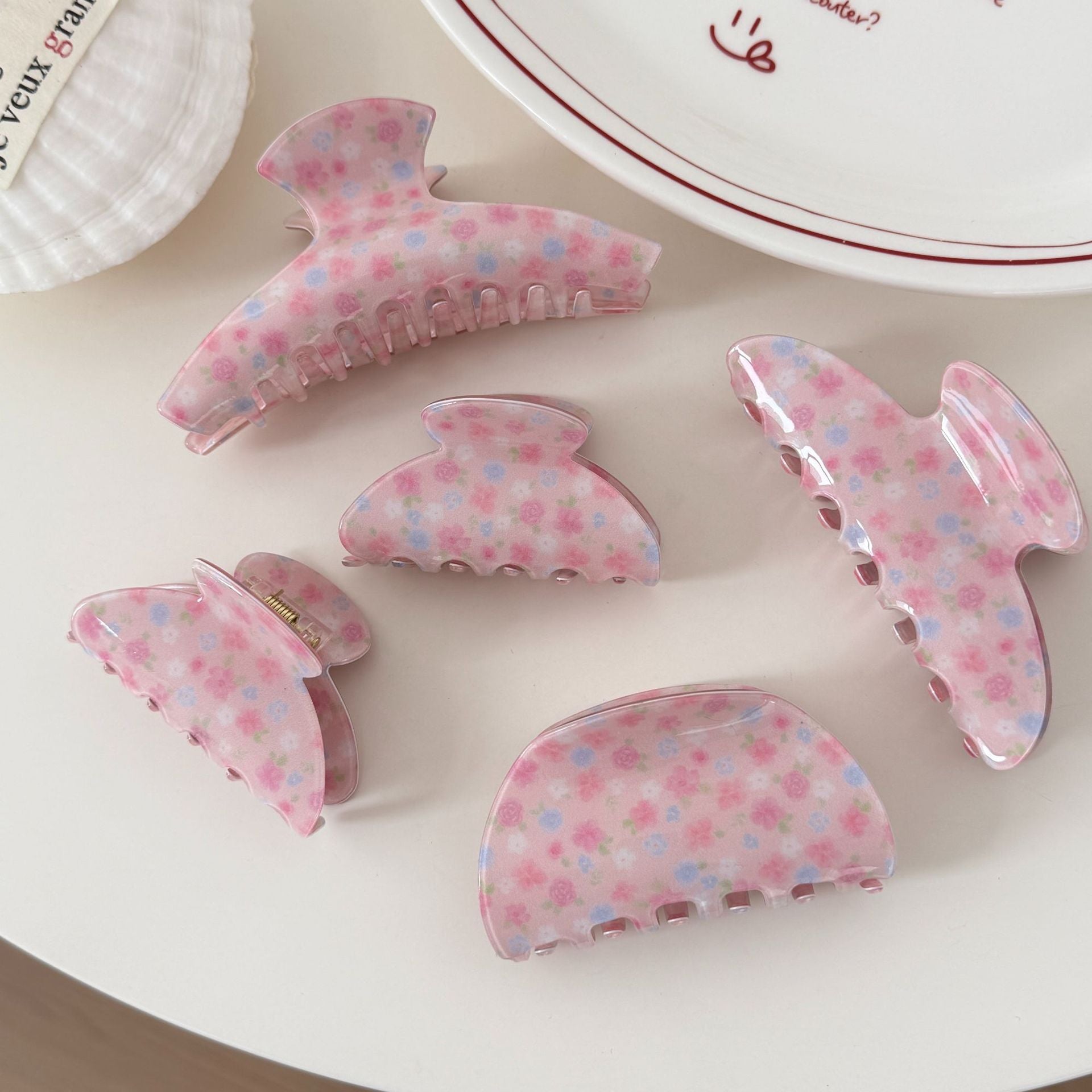 Flower Print Hair Claw - DippedShop Wholesale - #3699