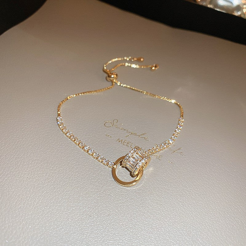 Elegant Rhinestones Floral Chain Bracelet 6W6JBR727