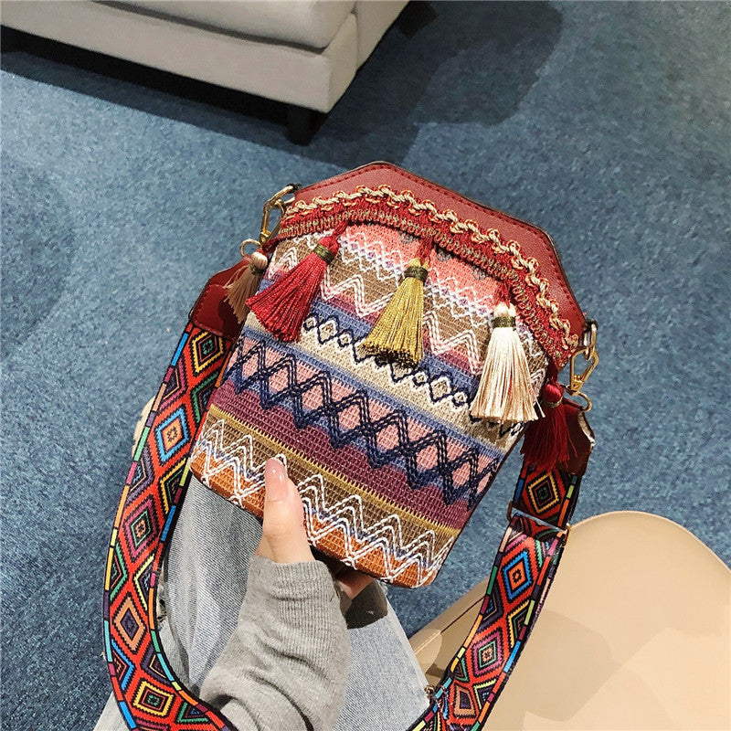 Boho Tassel Crossbody Bucket Bag - DippedShop Wholesale - #9907