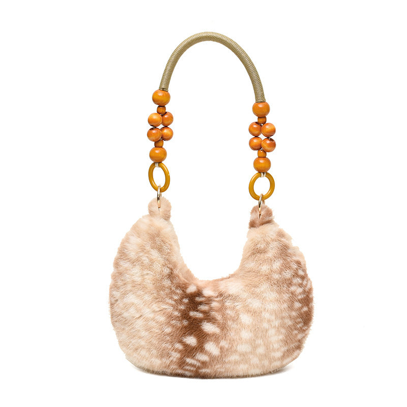 Trendy Soft Plush Deer Print Shoulder Bag 6W10BBG2373