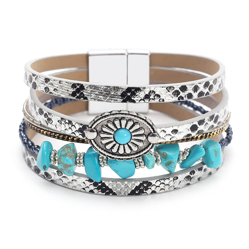 Vintage Multi Layer Snack Print PU Bracelets 6W6JBR497