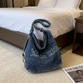 Vintage Snow Wash Denim Letter Hobo Bag 10BBG2374