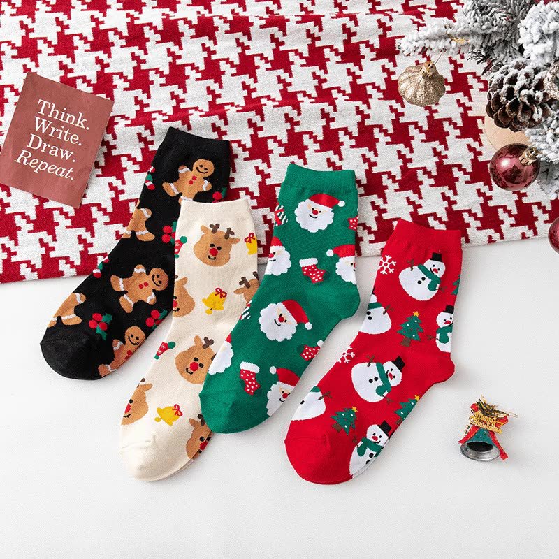 Cute Christmas Pattern Crew Socks 6W8FSO904