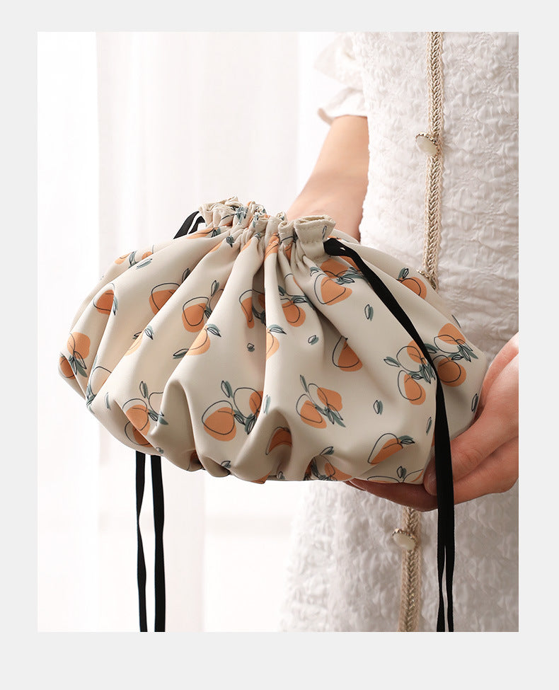 Stylish Peach Print Portable Makeup Bag MK2BW6S10BOB52