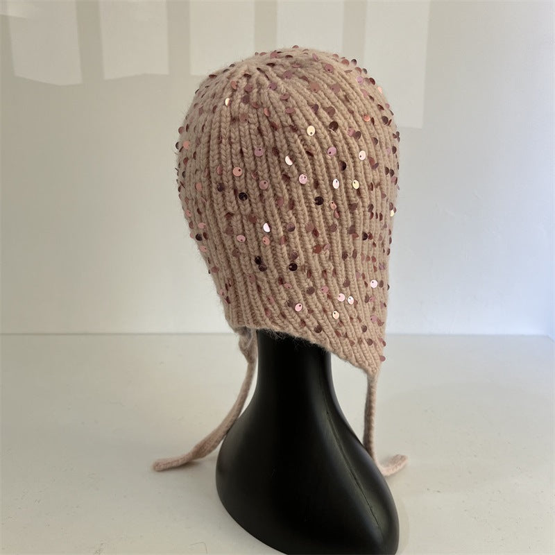 Sequin Fur Knit Trapper Hat - DippedShop Wholesale - #0979