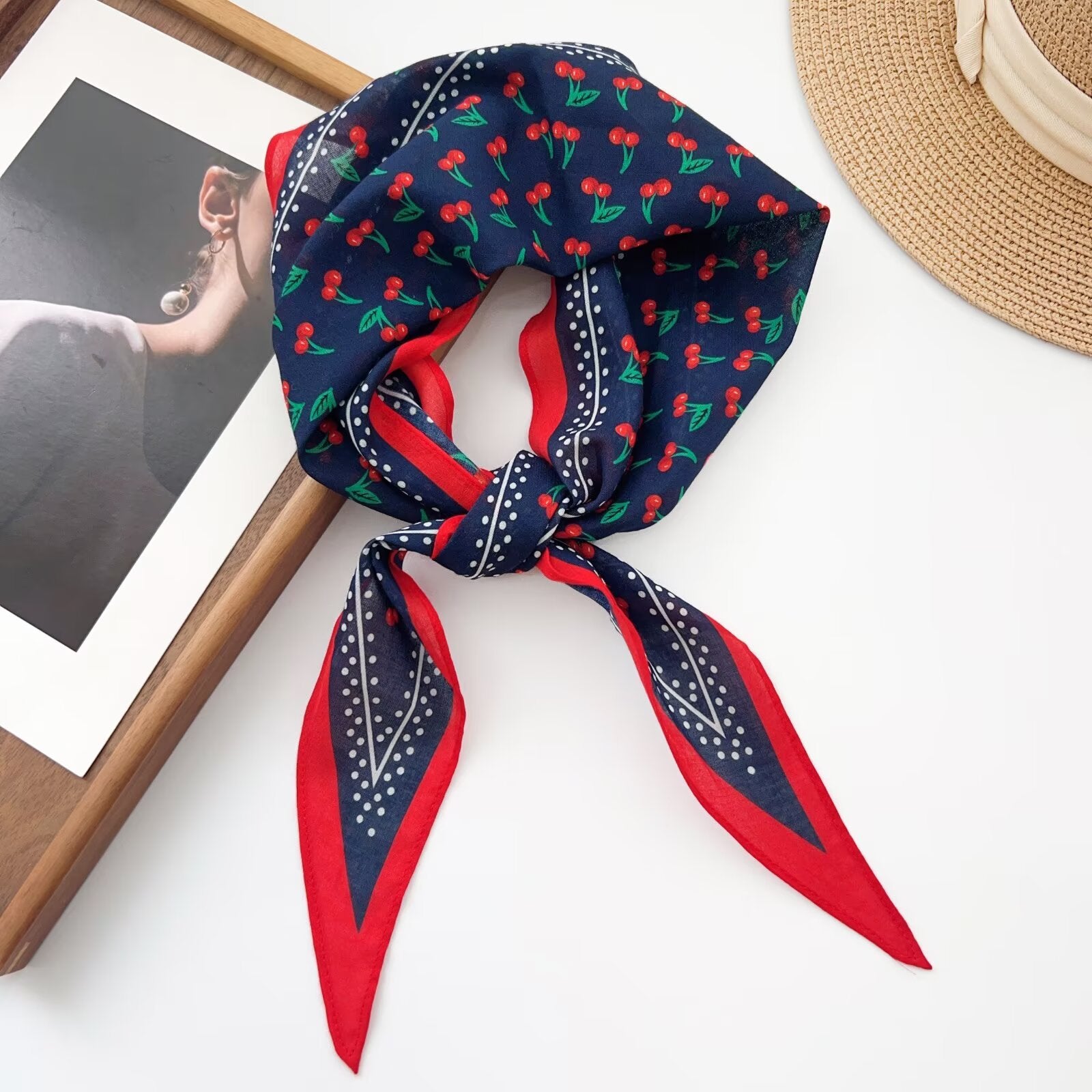 Trendy Flower Print Cotton Neckerchief Head Scarf MK2BW6W6NSI12