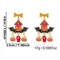 Halloween Rhinestone Pumkin Bat Pendant Dangle Earrings 6W6JER552