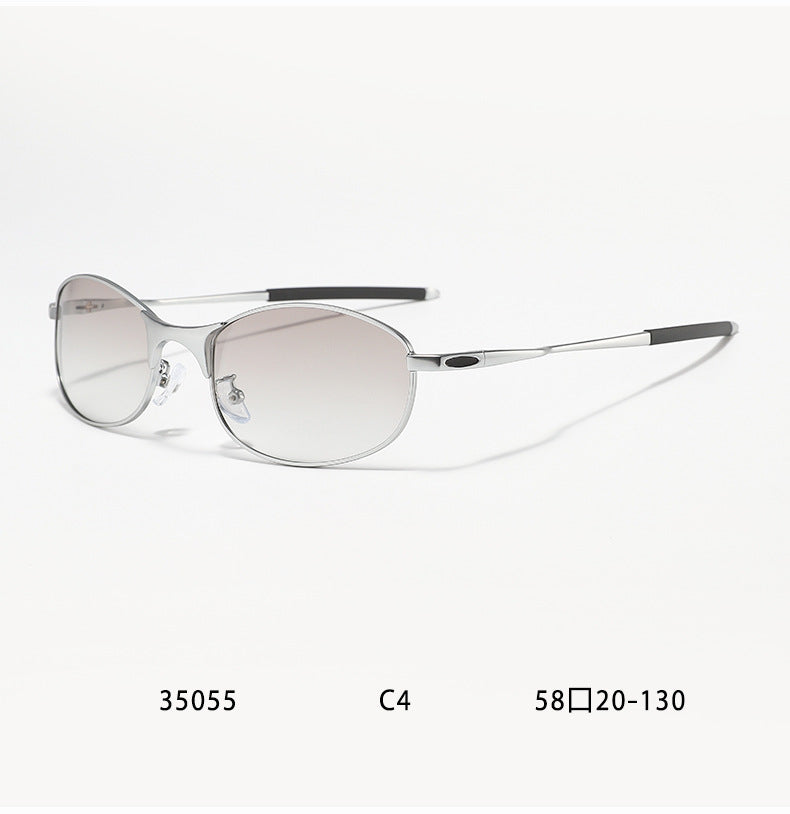 Metal Oval Frame Polarized Sunglasses - DippedShop Wholesale - #9075
