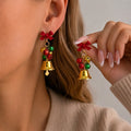 Cute Christmas Snowflake Bell Tassel Dangle Earrings 6W6JER683