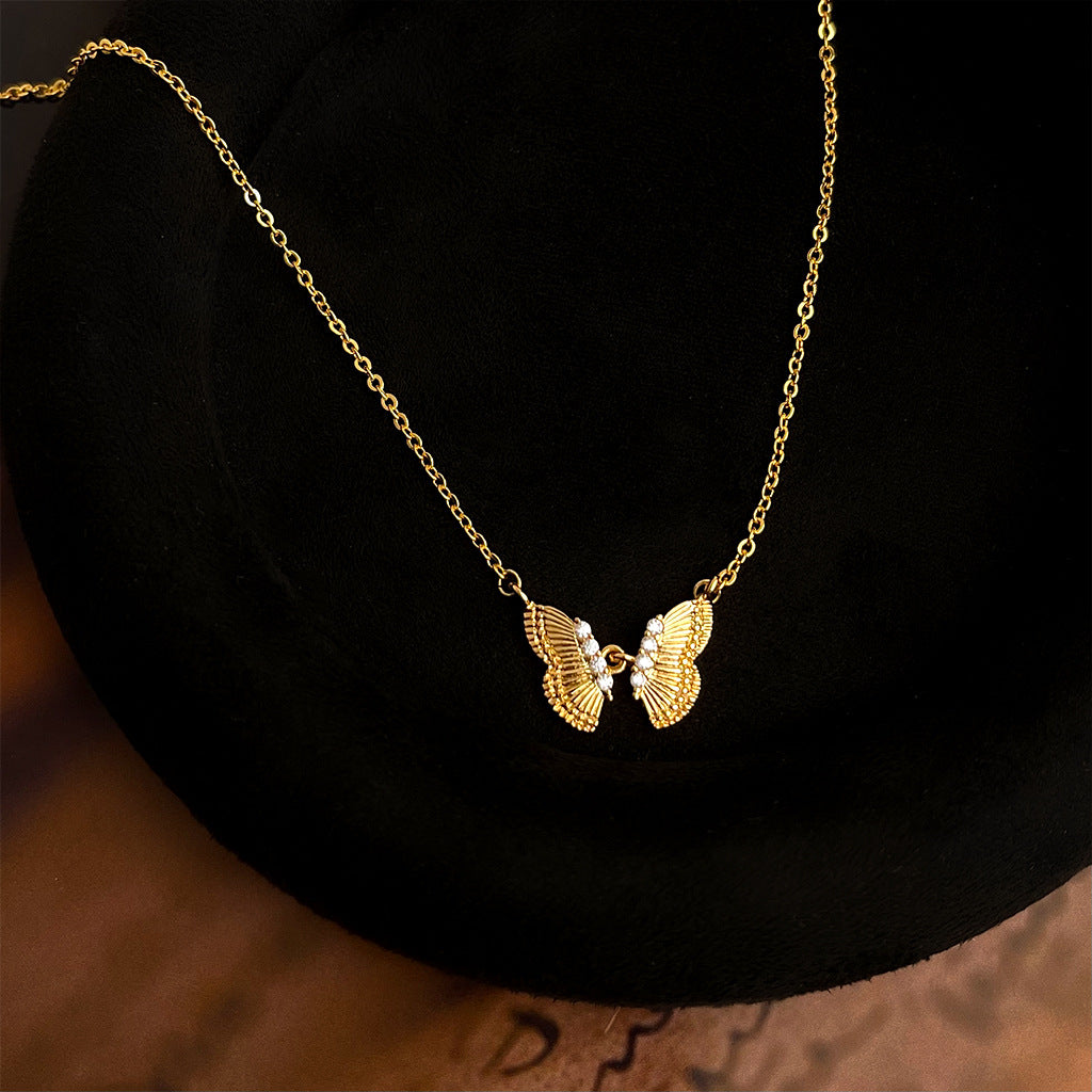 Butterfly CZ Choker Necklace - DippedShop Wholesale - #0979