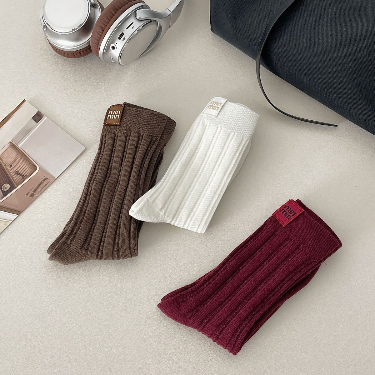 Solid Rib Knit Socks - DippedShop Wholesale - #1091