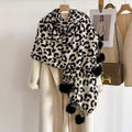 Leopard Print Pompom Scarf - DippedShop Wholesale - #8883