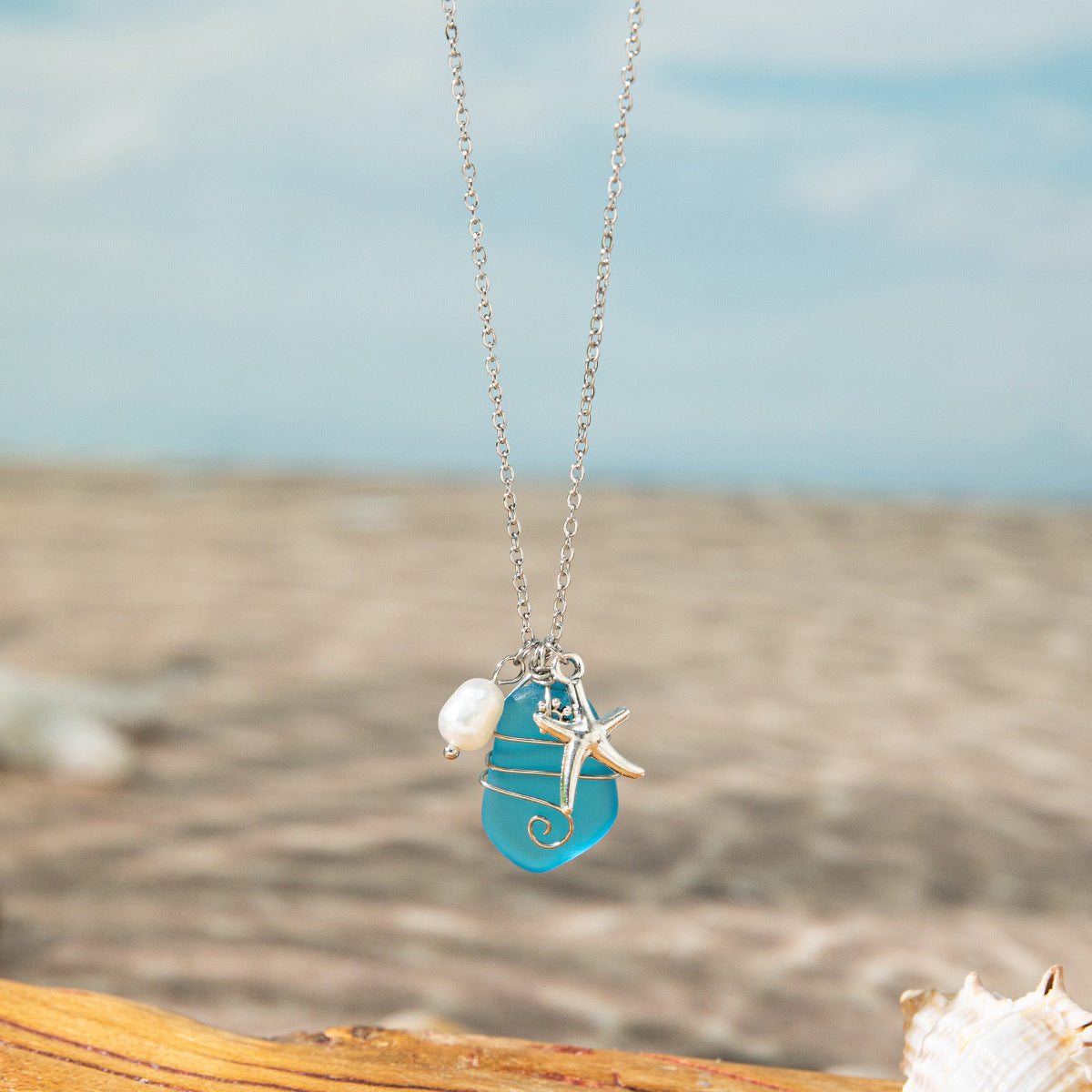 Ocean Pendant Beach Necklace - DippedShop Wholesale - #7395