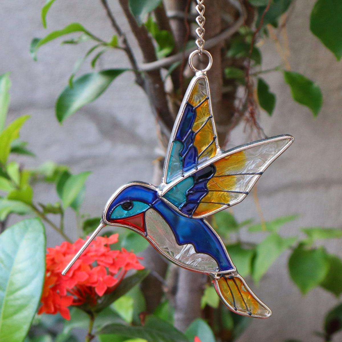 Hummingbird Painted Stained Glass Window Suncatcher 6H7HLS182