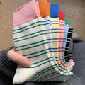 Stripe Color Block Simple Cotton Socks 6W8FSO654