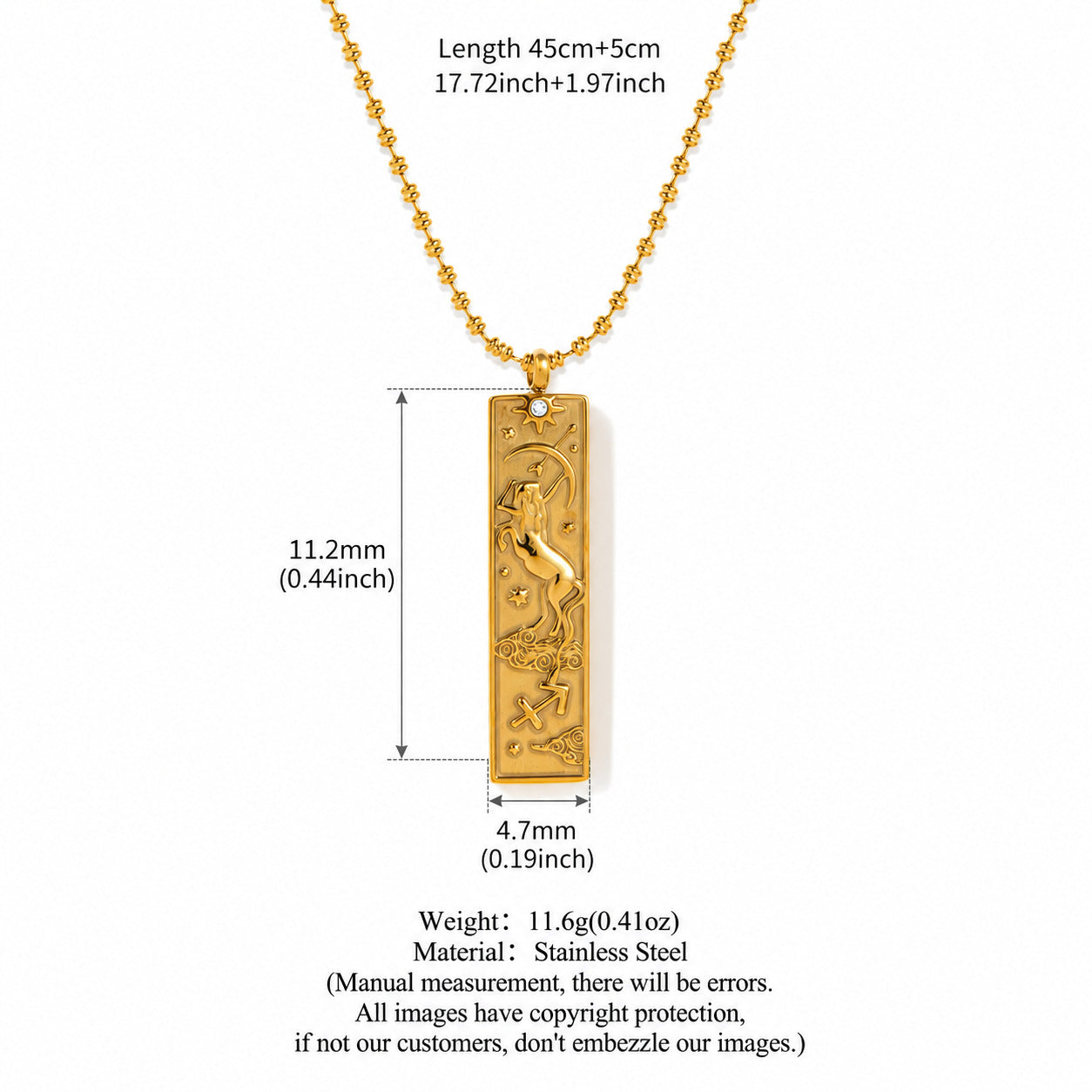 Vintage Rhinestone Gold Plated Pendant Necklace 6W6JNC640
