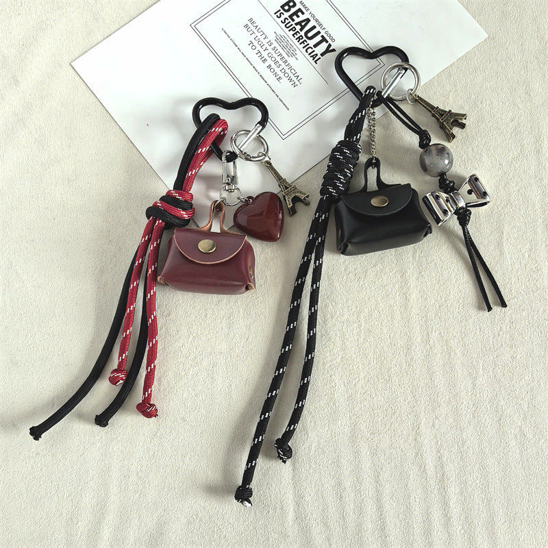 Mini Leather Bag Braided Keychain Charms DP25C763