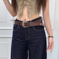 Vintage Stylish Star Rivet Wide Leather Belt 6W6JBT168